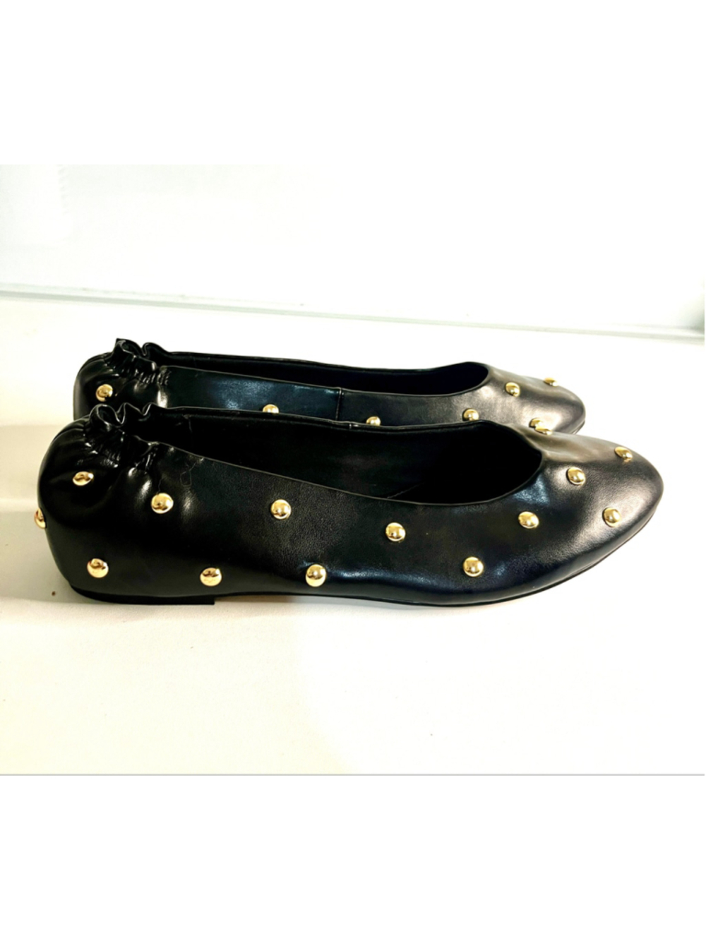 White House Black Market Black Studded Ballet Flats Women Size 8.5M - Picture 3 of 7